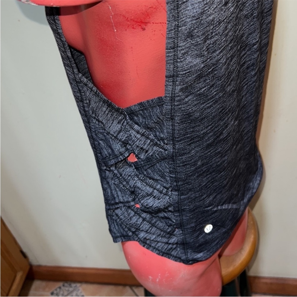 Lululemon tank side braided grey black yoga gym running blouse